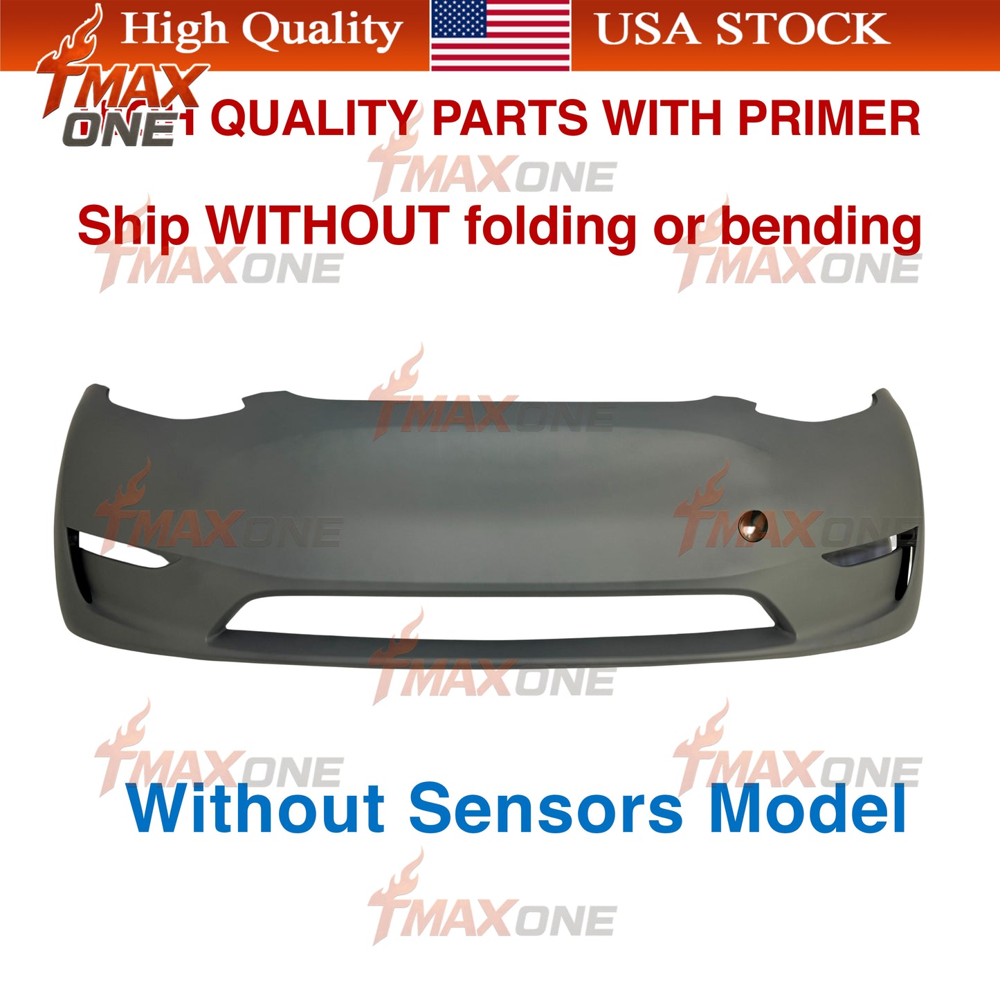 Tmaxone Front Bumper With Primer Without Sensor Model for Tesla Model Y 1493736-S0-C - Image 1