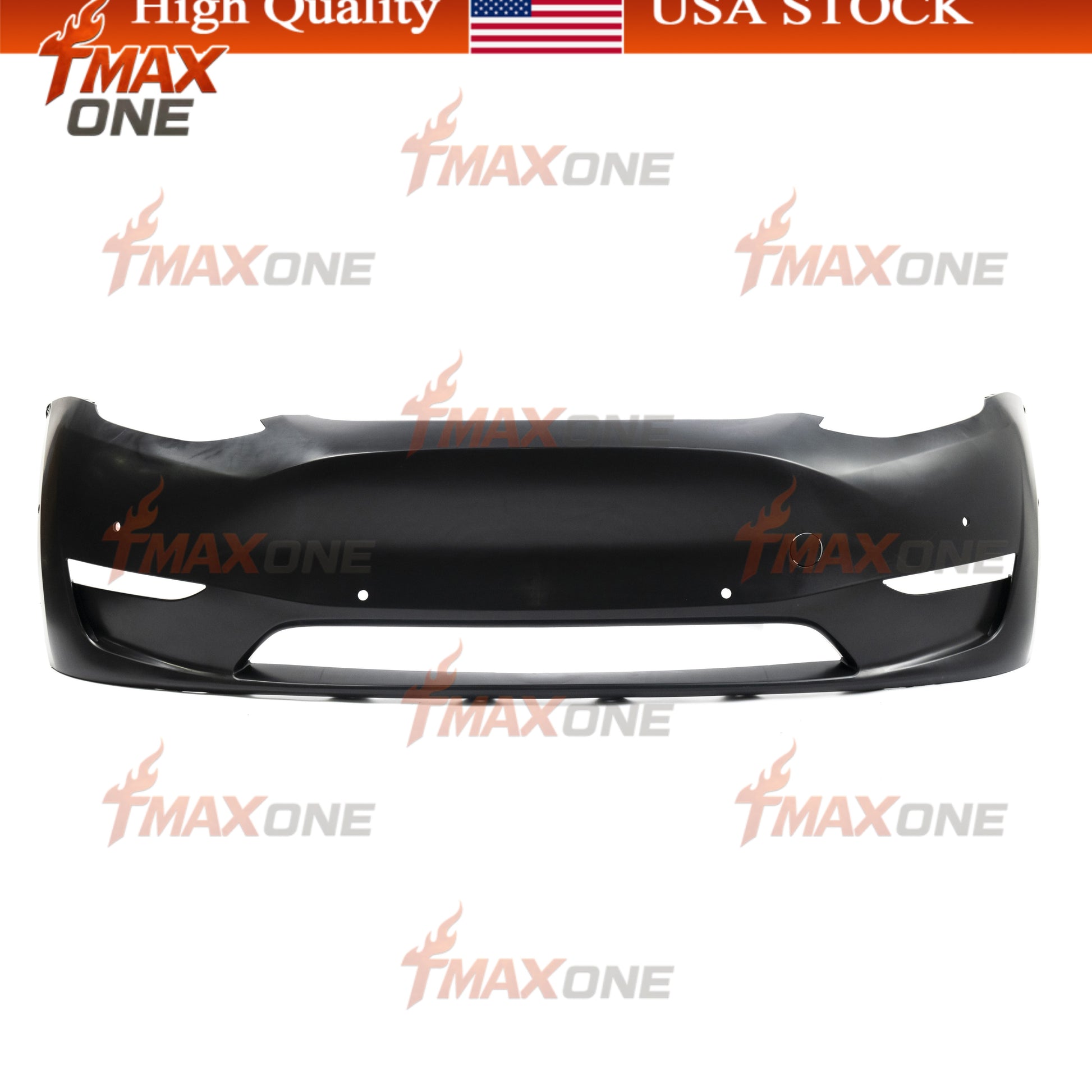 Tmaxone Front Bumper Fascia Unpainted with Parking Assist Brackets for Tesla Model Y 2020-2024 1493736-S0-A - Image 1