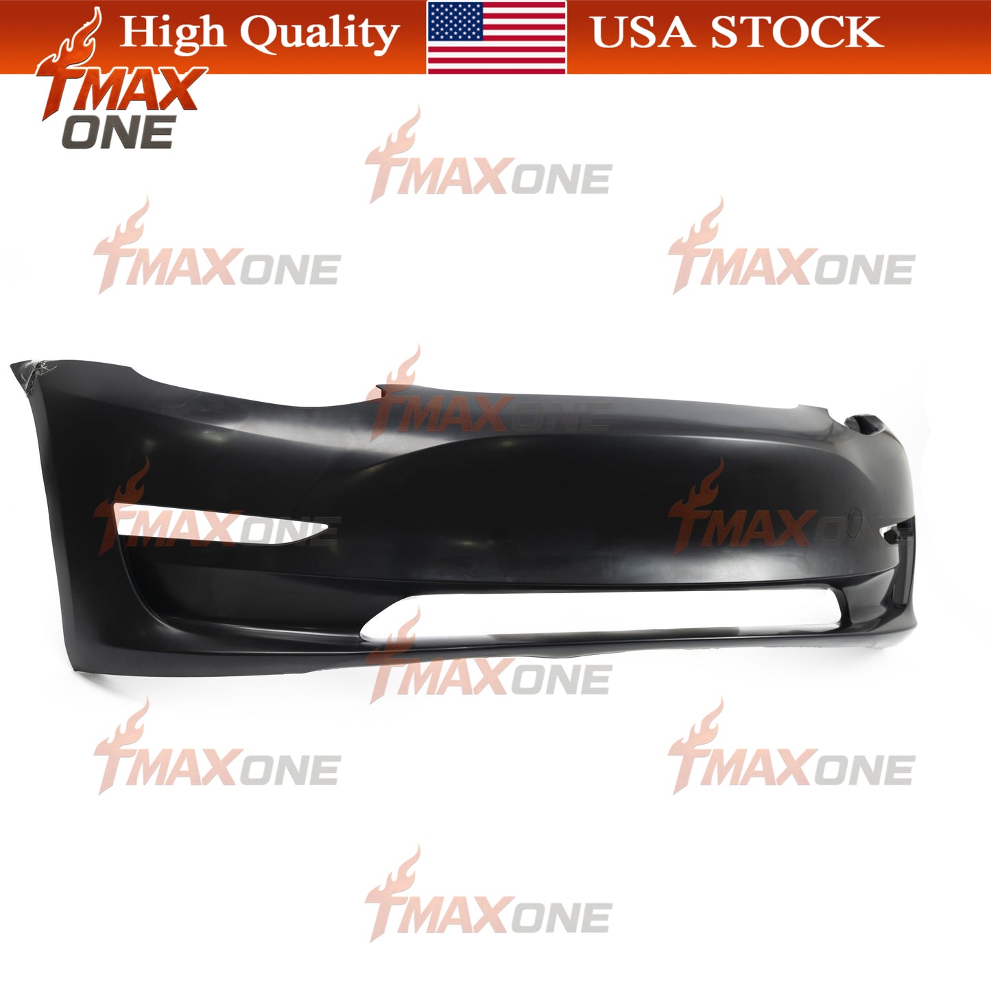 Tmaxone Front Bumper Fascia Unpainted Without Parking Assist Brackets for Tesla Model 3 2017-2023 1916699-S0-A 1084168-S0-E - Image 2
