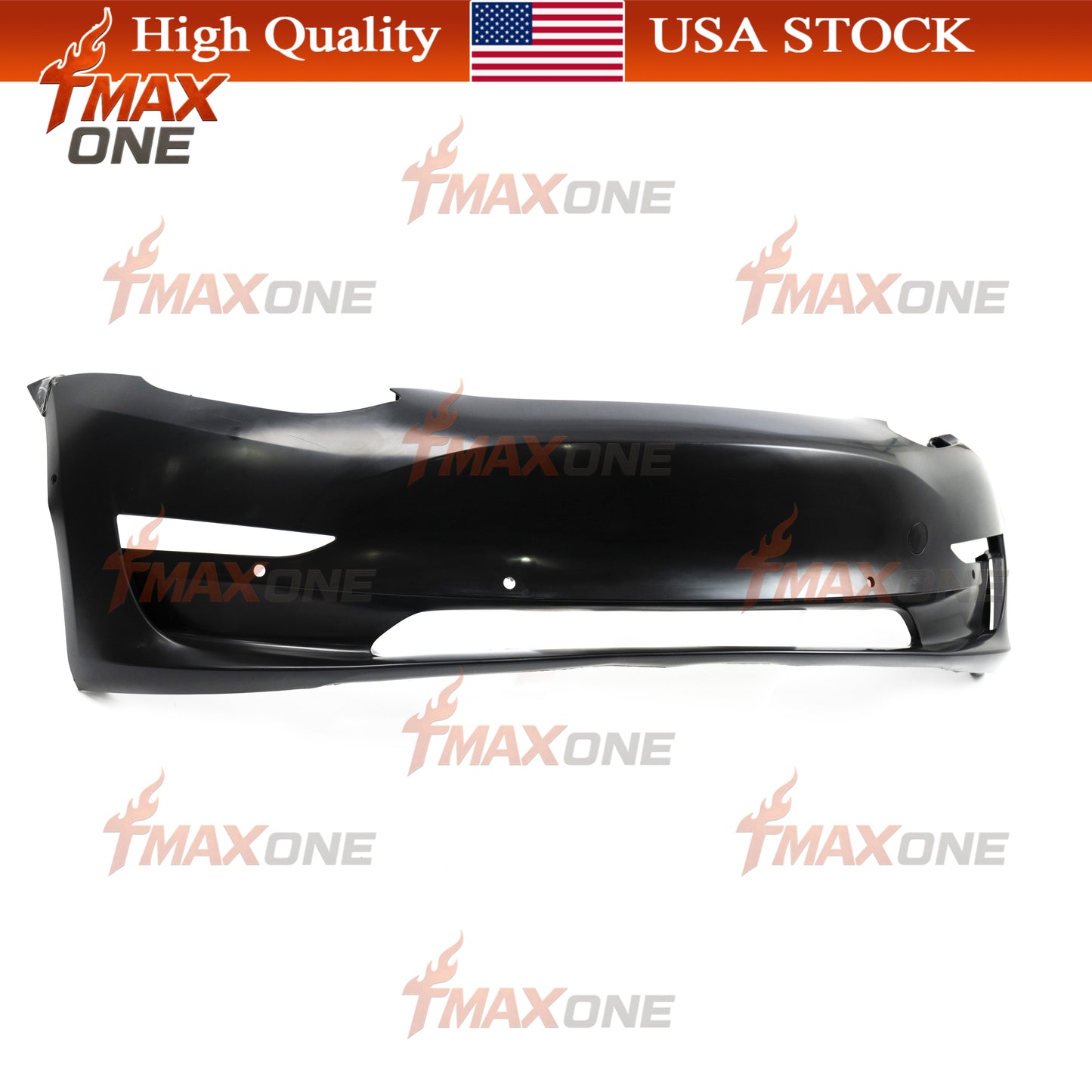 Tmaxone Front Bumper Fascia Unpainted with Parking Assist Brackets for Tesla Model 3 2017-2023 1916697-S0-A 1084168-S0-E - Image 3