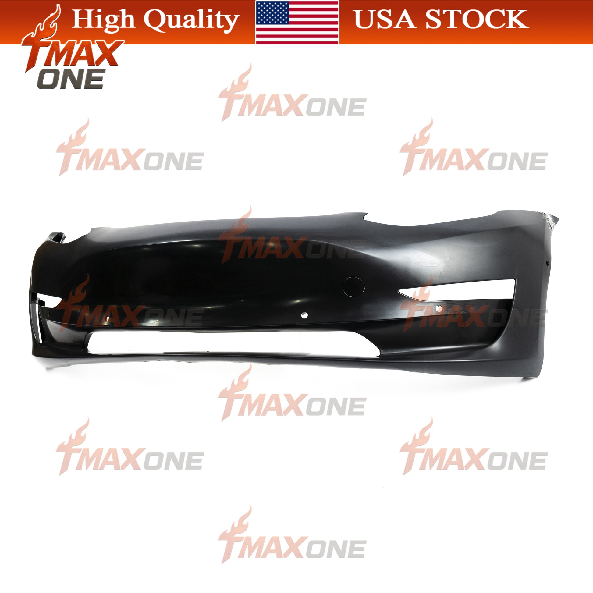 Tmaxone Front Bumper Fascia Unpainted with Parking Assist Brackets for Tesla Model 3 2017-2023 1916697-S0-A 1084168-S0-E - Image 4
