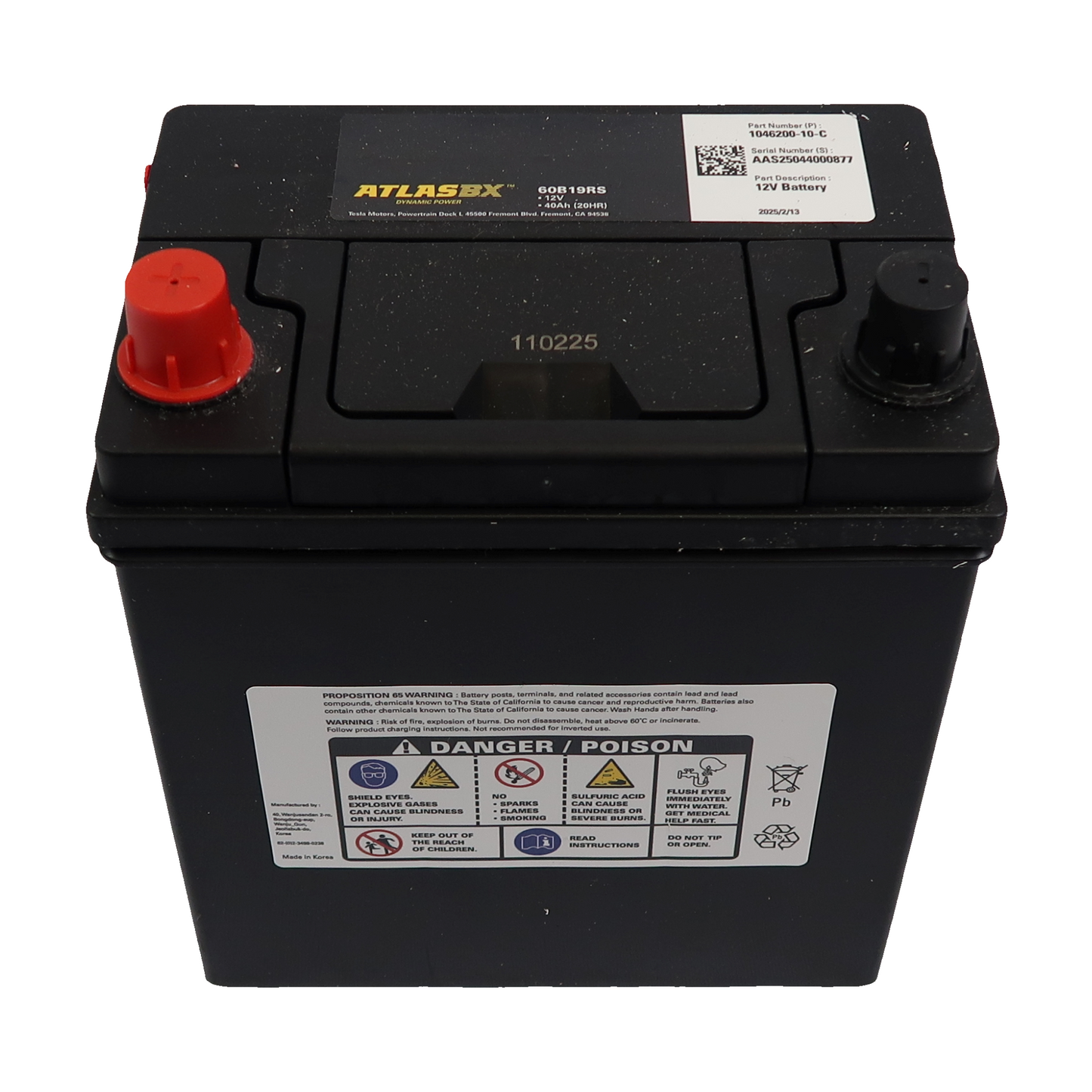 OEM Tesla Model X B19 Flooded 12 Volt Battery 1046200-10-C Low Voltage